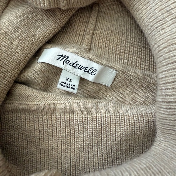 Madewell Wool Cotton Blend Brookhaven Turtleneck Sweater Cream Tan Size XL - Picture 6 of 12